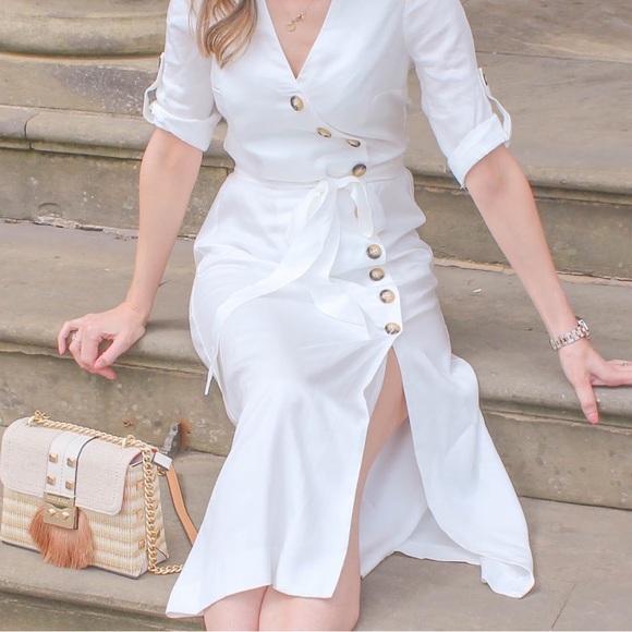 Zara button down white maxi dress size S - Picture 4 of 8